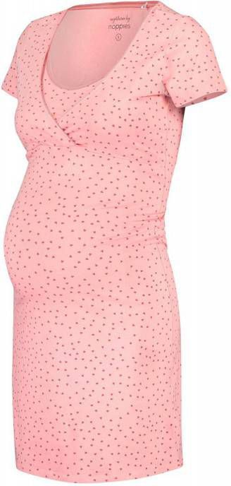 Noppies Nachtjapon met voedingsfunctie Suzy heart Silver Pink AOP -  Kinderentoday.nl
